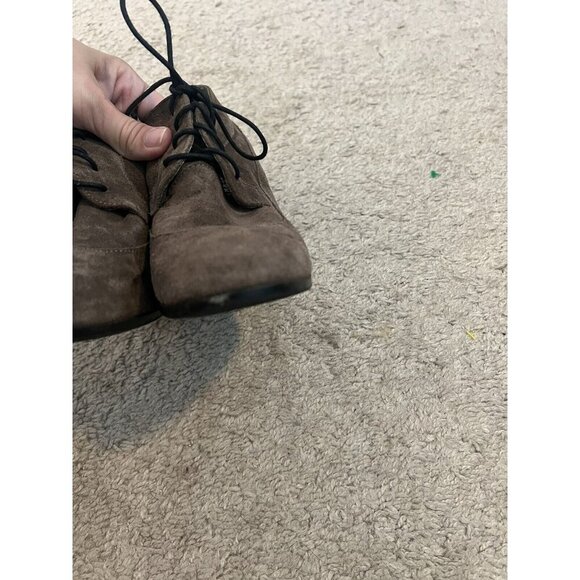 Paola Ferri By Alba Moda Tan Suede Leather Lace-Up Oxford Block Heel Booties 39 - Picture 10 of 12